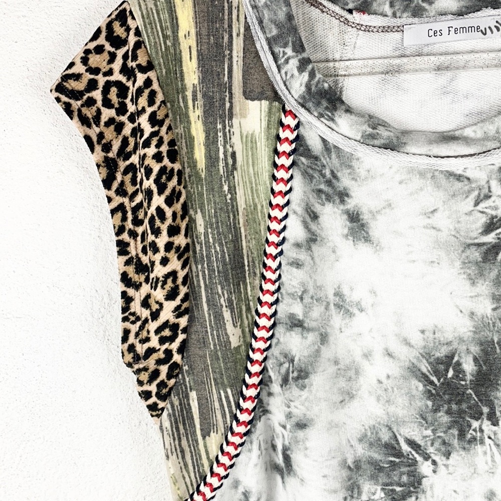 Ces Femme |Bleached Leopard Print Multi-Fabric Ro… - image 8